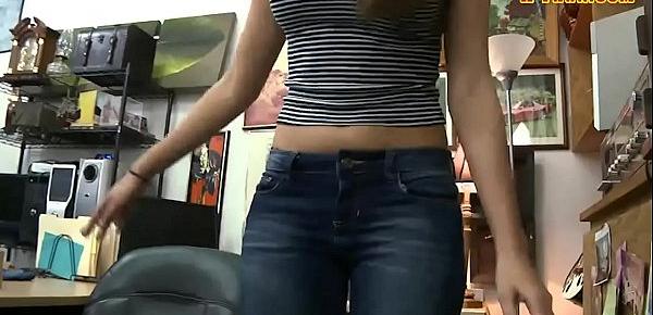  Pretty brunette drilled at the pawnshop